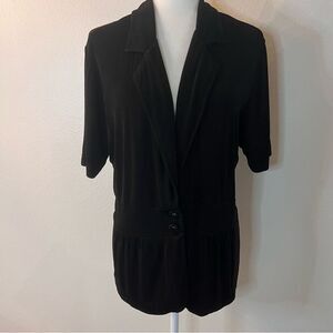 Chico’s Travelers Jacket Black Short Sleeves Button Front Sz 3 (XL 16) Packable